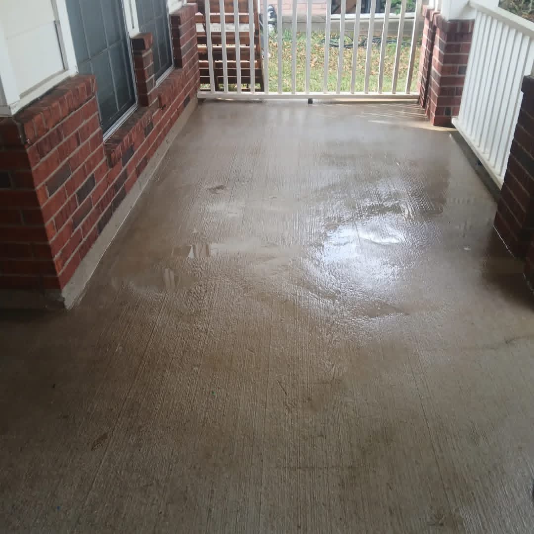 Brick porch after pressure washing